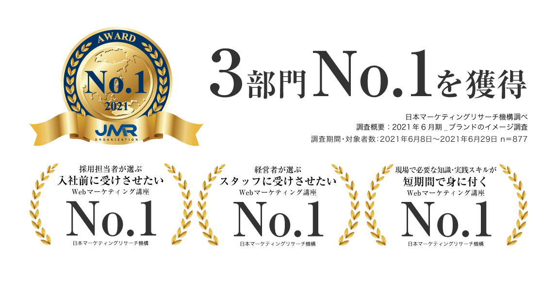 3部門でNo.1を獲得