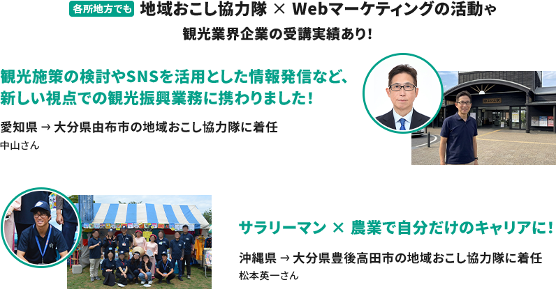 地域おこし協力隊 × Webマーケティングの活動や観光業界企業の受講実績あり！
